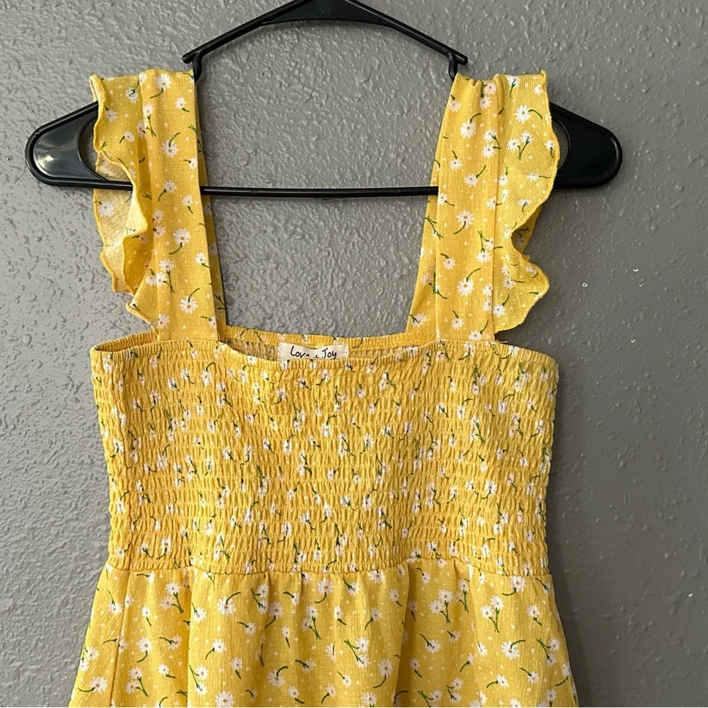 Love + Joy Yellow Ruffled Sleeve Daisy Summer Top Size S" NWOT Juniors Tank Top - Picture 4 of 11